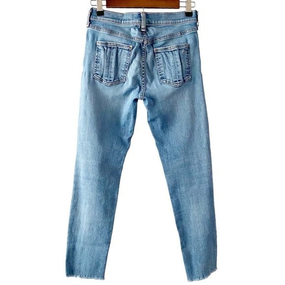 rag & bone Women's Light Blue Levee Wash Mid Rise Ankle Raw Hem Skinny Jeans 27 - Picture 2 of 9